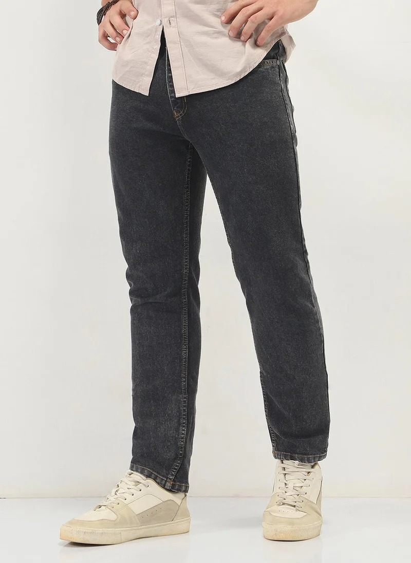 أوربانو فاشن Urbano Fashion Men's Dark Grey Slim Fit Washed Denim Jeans Stretchable